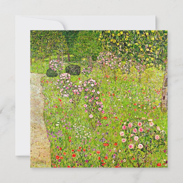 Convites Gustav Klimt Orchard com Rosas (Frente)