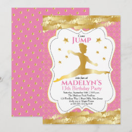 Convites Gymnast Pink | Dourada Festa de aniversário Garota