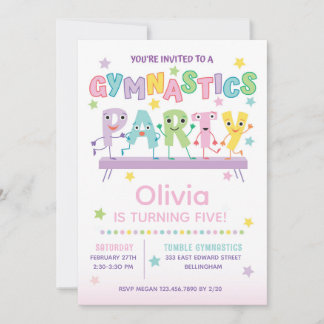 Convites Gymnastics Birthday Party for Girl