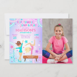 Convites Gymnastics Birthday Photo Invitation 