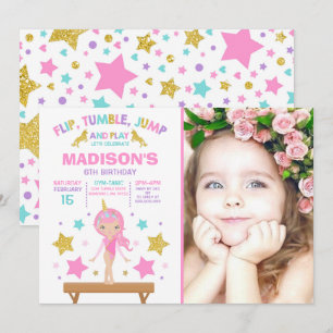 Convites Gymnastics Invitation Unicorn Gymnastics Party