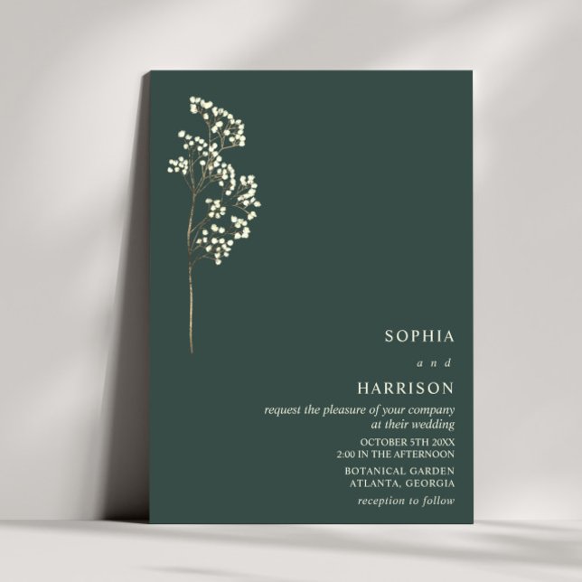 Convites Gypsophila Russo Emerald Casamento outono 2 (Criador carregado)