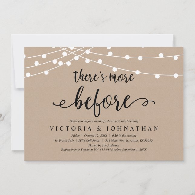 Convites Há mais antes, Janto de ensaio Rustic (Frente)