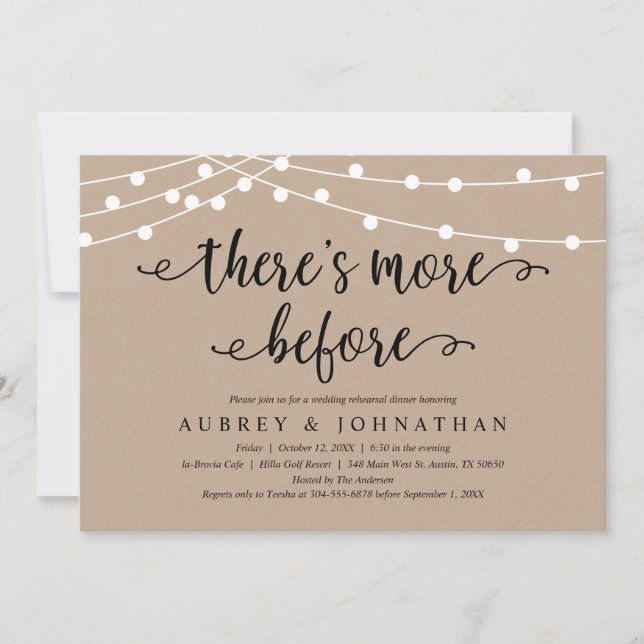 Convites Há mais antes, Janto de ensaio Rustic Kraft (Frente)
