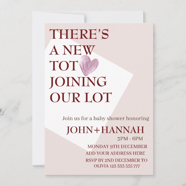 Convites Há um novo Tot juntando-se ao nosso Chá de fraldas (Frente)