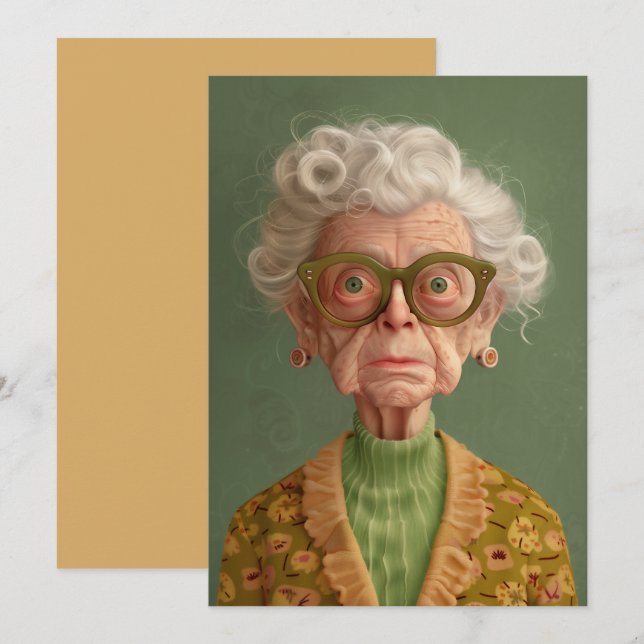 Convites Hã? Vovó Retrato (Frente/Verso)