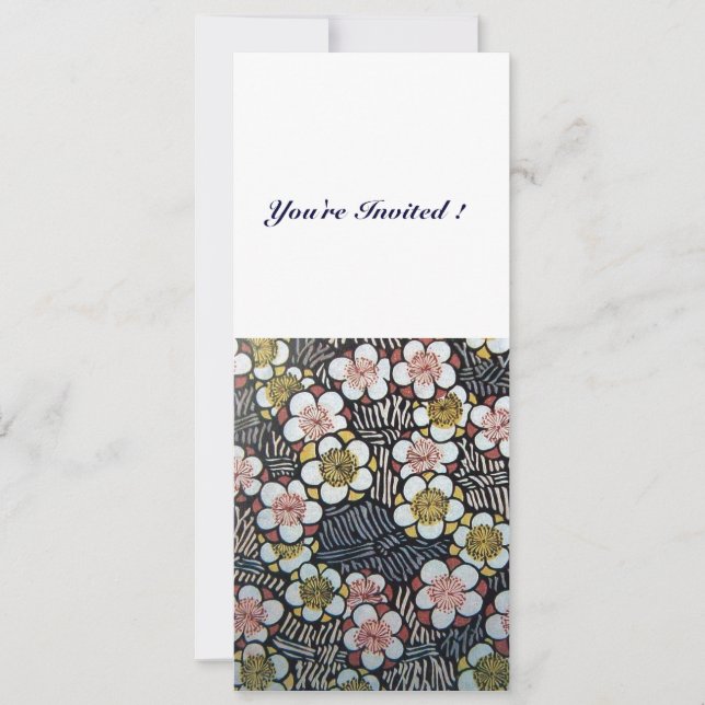 CONVITES HAIKU/ PRETO BRANCO AMARELO ROSA FLORES DE PRIMAVE (Frente)