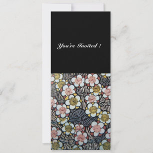 CONVITES HAIKU/ PRETO BRANCO AMARELO ROSA FLORES DE PRIMAVE