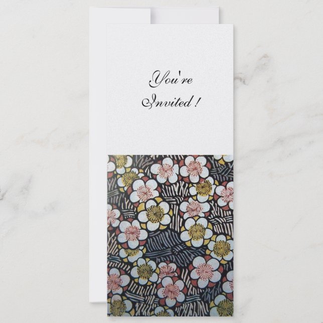 CONVITES HAIKU/ PRETO BRANCO AMARELO ROSA FLORES DE PRIMAVE (Frente)