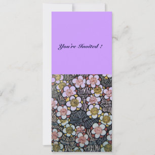 CONVITES HAIKU/ PRETO BRANCO AMARELO ROXO FLORES DE PRIMAVE