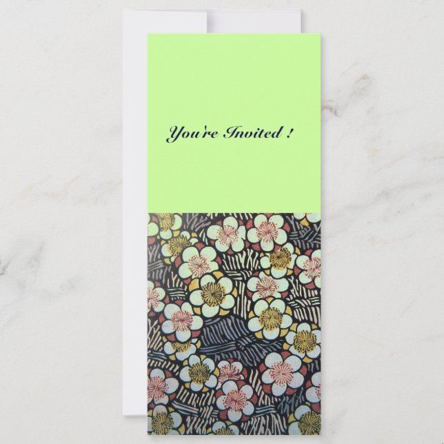 CONVITES HAIKU/ PRETO BRANCO AMARELO VERDE FLORES PRIMAVERA (Frente)