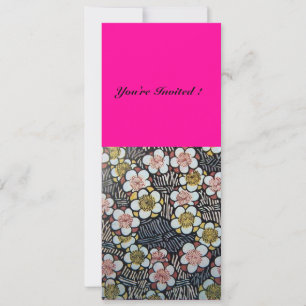 CONVITES HAIKU/ PRETO BRANCO ROSA FUCHSIA FLORES DE PRIMAVE