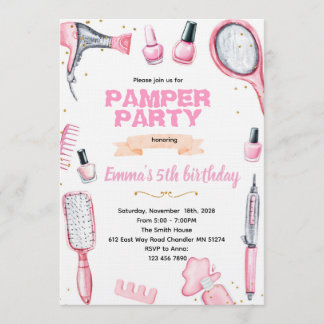 Convites Hair and Nails pamper party invitation