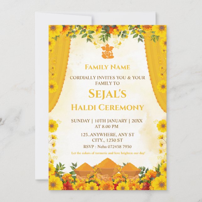 Convites Haldi Ceremony Invitation Card (Frente)