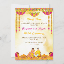 Convites Haldi Ceremony Invitation, Maiyan Ceremony Card