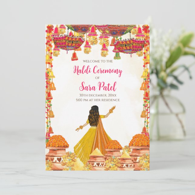 Convites Haldi e convites Haldi Casamento Hindu (Em pé/Frente)