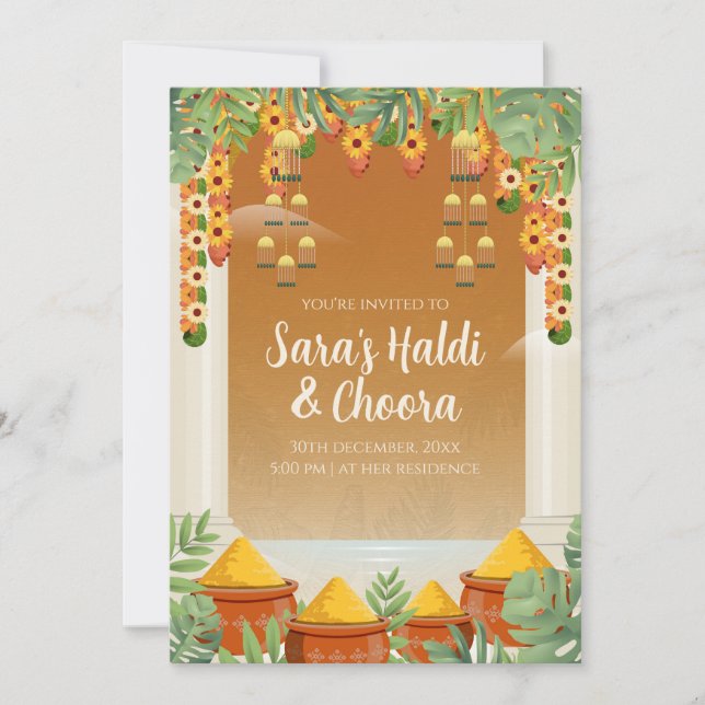 Convites Haldi para Choora Digital (Frente)