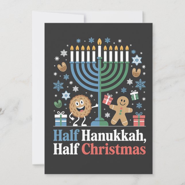 Convites Half Hanukkah Half Christmas Christmukkah (Frente)