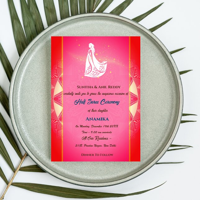 Convites Half Saree Ritu Kala Samskara (Criador carregado)