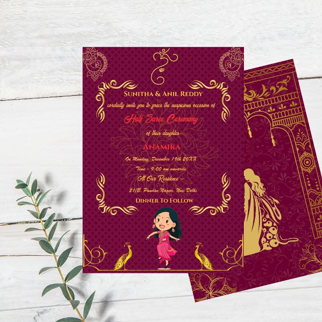 Convites Half Saree Ritu Kala Samskara (Criador carregado)