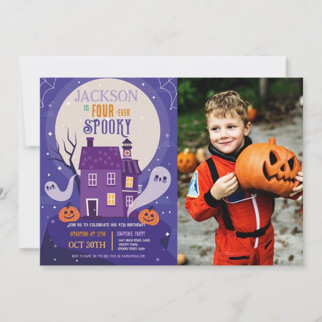 Convites Halloween 4TH Fantasma Quatro Festas da Casa Foto  (Frente)