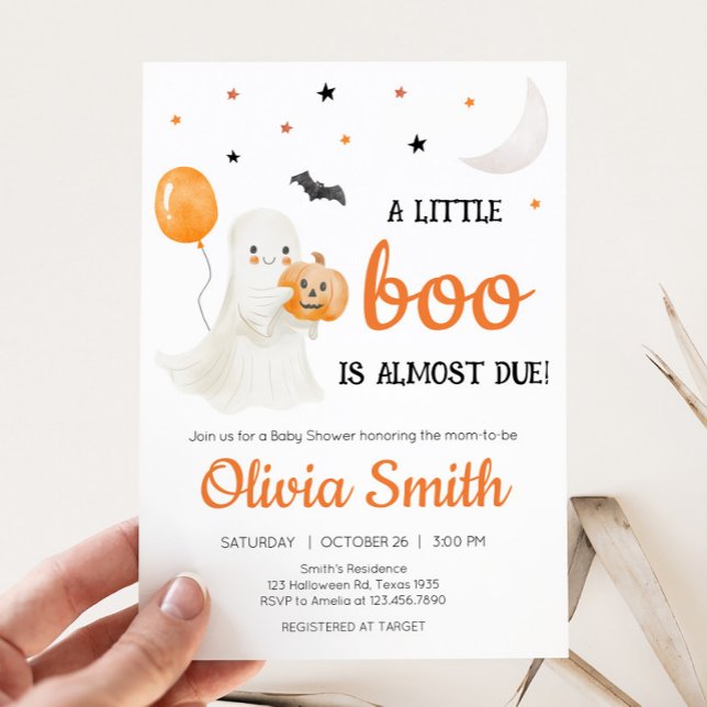 Convites Halloween A Little Boo é quase Chá de fraldas devi (A Little Boo Baby Shower Invitation )