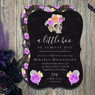 Convites Halloween A Little Boo Vintage Chá de fraldas Flor