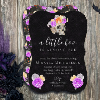 Convites Halloween A Little Boo Vintage Chá de fraldas Flor