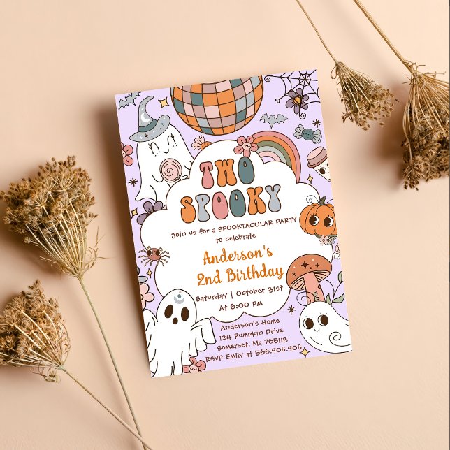 Convites Halloween Aniversário Dois Festa Spooky (Criador carregado)