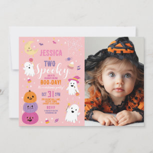 Convites Halloween Aniversário Duas Festas Meninas Fantasma