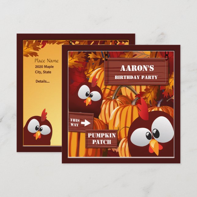 Convites Halloween Aniversário Pumpkin Patch Kid's (Frente/Verso)