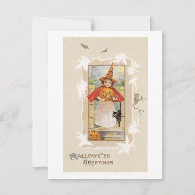 Convites Halloween antigo, bruxa (Frente)