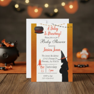 Convites Halloween Baby está Cozinhando Chá de Bebê Mágico 