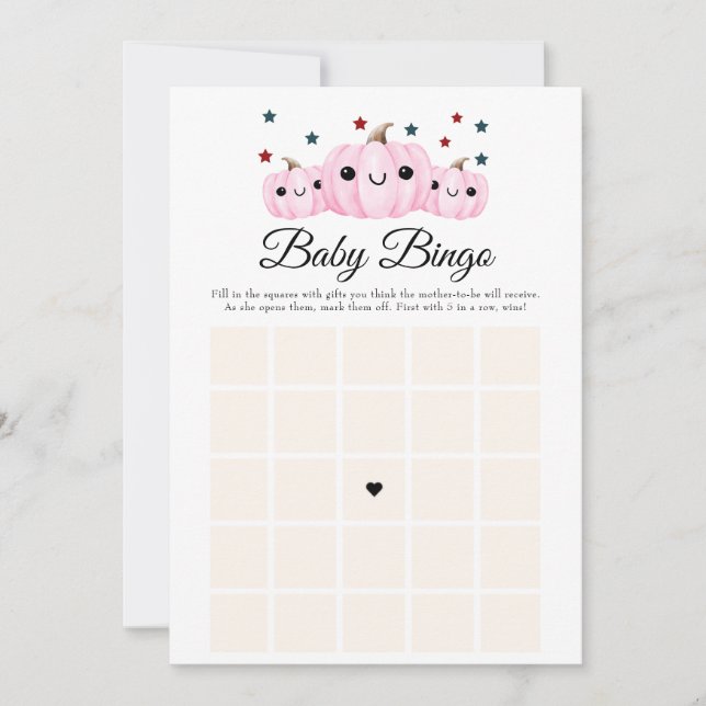Convites Halloween Baby Shower Cute Boo Baby Shower Bingo (Frente)