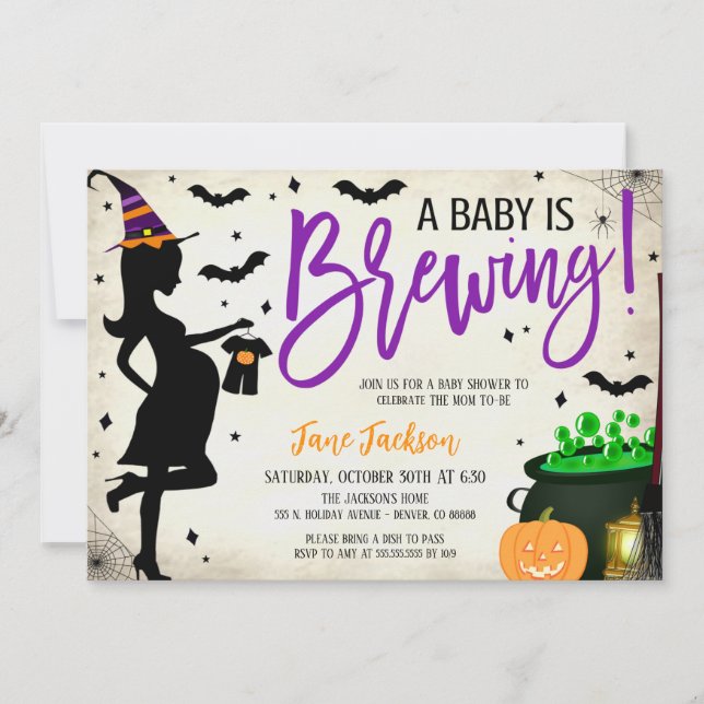 Convites Halloween Baby Shower Party Invitation (Frente)