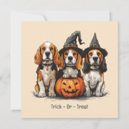 Convites Halloween Beagle Dogs Jack O Lantern