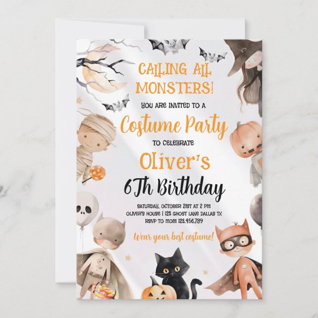Convites Halloween Birthday Invitation  (Frente)