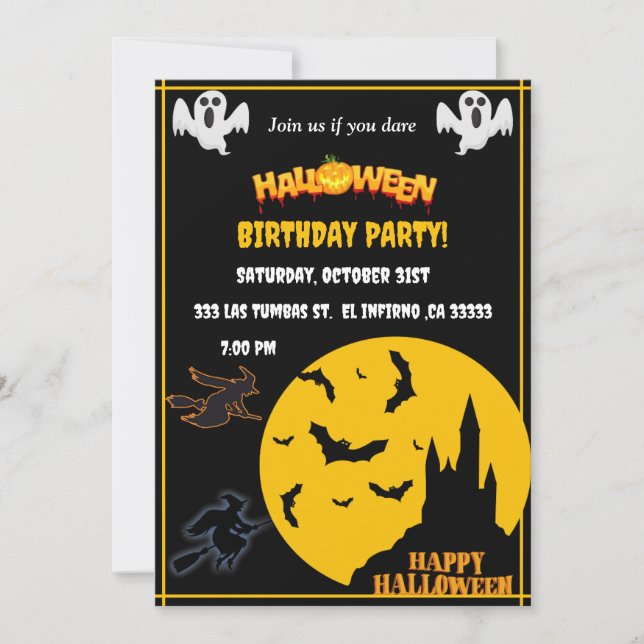 Convites Halloween Bithday party (Frente)