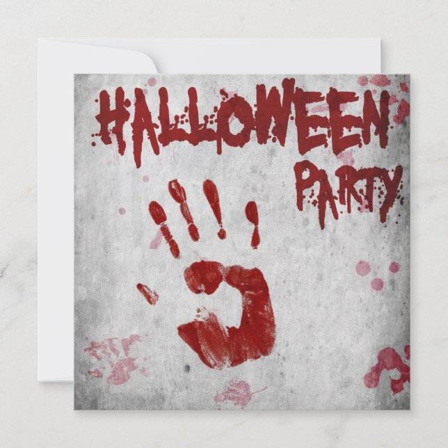 Convites Halloween Bloody Handprint (Frente)