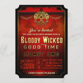 Convites Halloween, Bloody Red e Dourado Party Convidam