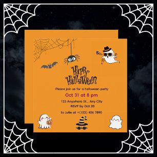 Convites Halloween bonito e assustador