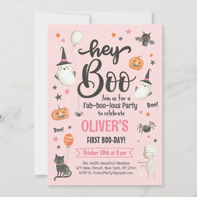 Convites Halloween Boo Bash Invitation-Costume Party-Spooky (Frente)