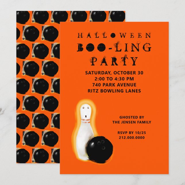Convites Halloween Bowling Party Invitations (Frente/Verso)