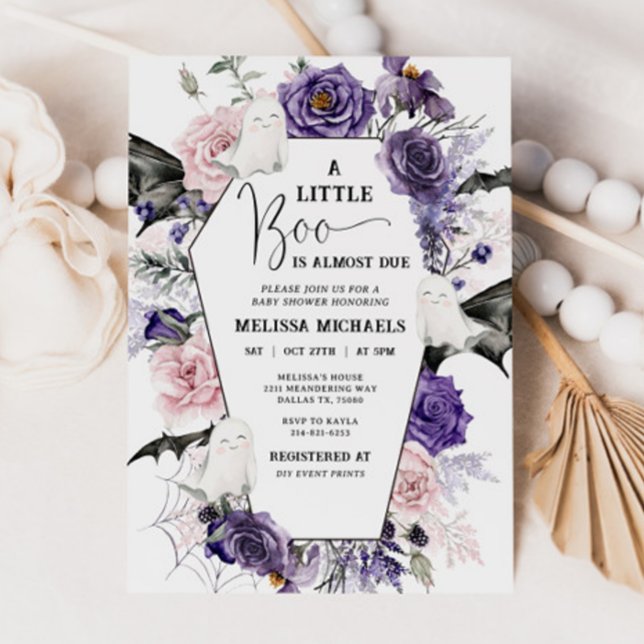 Convites HALLOWEEN Chá de fraldas Invitation, Um Pequeno Bo (Criador carregado)