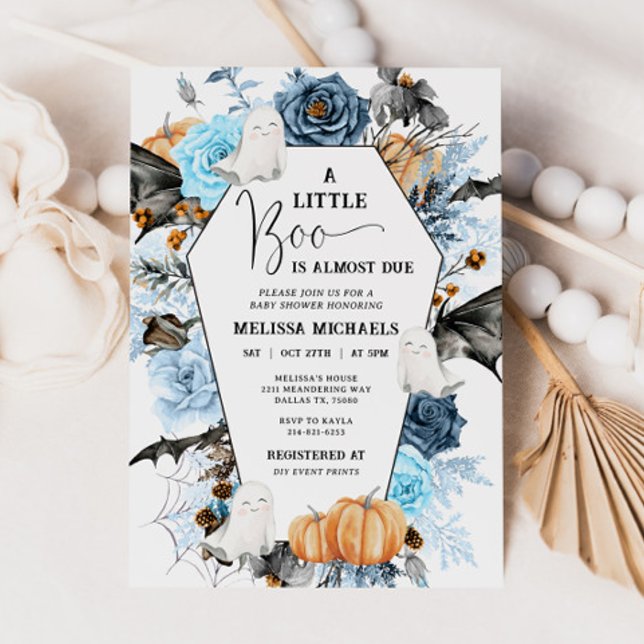 Convites HALLOWEEN Chá de fraldas Invitation, Um Pequeno Bo (Criador carregado)