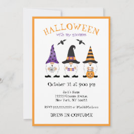 Convites Halloween Com Minha Gnomos Laranja Roxo