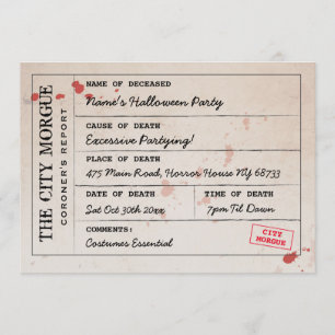 Convites Halloween Convide o legista da Morgue da Cidade