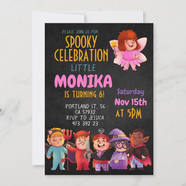 Convites Halloween Costume party Birthday Invitation  (Frente)