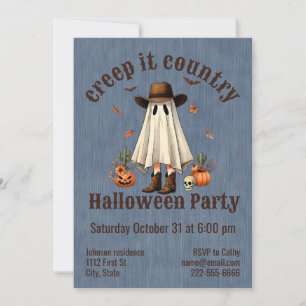 Convites Halloween Creep It Country Western Ghost