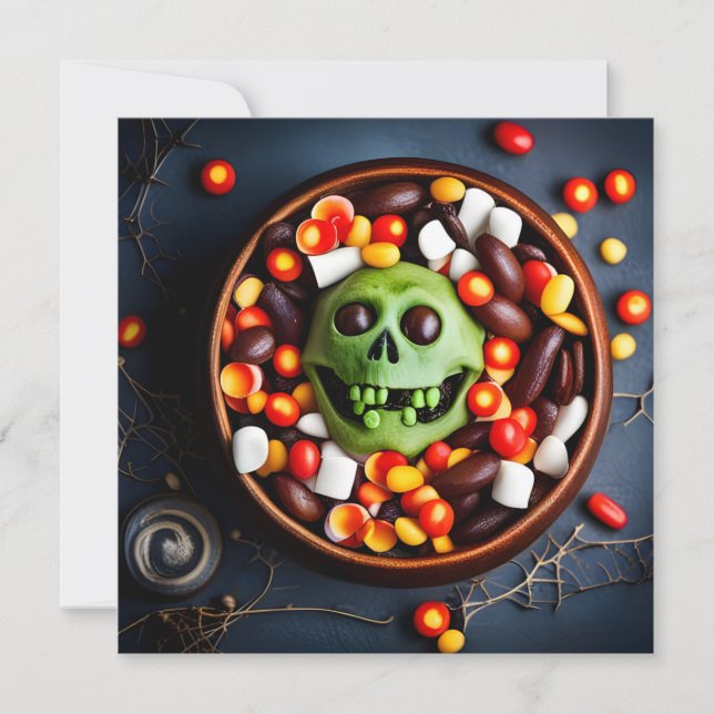 Convites Halloween Creepy Candy Bowl (Frente)